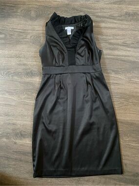 London Times Women's Black Sleeveless V-Neck  Sheath Dress sz 10